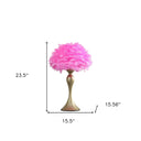 Glam Feather And Gold Table Lamp - Hot Pink