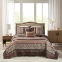 Princeton - Queen 5 Piece Reversible Bedspread Set - Red