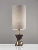 Wood Metal Diabolo Table Lamp - Brass