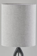 Solid Wood Round Table Lamp With Gray Drum Shade - Black - HomeRoots - Table Lamps - Elite Enclave Home