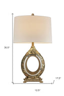 Vintage Table Lamp With Flowers - Silver And Gold
