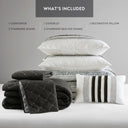 Carolina - 7 Piece King/California King Stripe Comforter And Quilt Set - Black