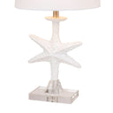 Coastal Star Fish Table Lamps Coastal With White Drum Shades (Set of 2) - Clear And White