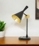 Metal Geometric Desk Table Lamps With Black And Gold Cone Shade (Set of 2) - Black