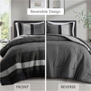 Boulder Stripe - King/California King Pieced Comforter Set - Black