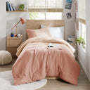 Miro - Twin/Twin Long Soft Washed Block Comforter Set - Pink
