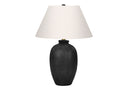 Ceramic Round Table Lamp With Ivory Empire Shade - Black - HomeRoots - Table Lamps - Elite Enclave Home