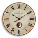 Uttermost Harrison Gray 30" Wall Clock – beige laminated face with brass center components and internal pendulum