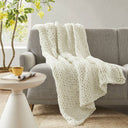 Chunky Double Knit - Handmade Throw - Ivory - Madison Park - Throws - Elite Enclave Home