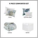 Kiawah Island - 6 Piece Cotton Oversized Cotton Comforter Set With Throw Pillow - Blue