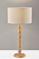 Solid Wood Candlestick Table Lamp With Off - White Drum Shade - Brown - HomeRoots - Table Lamps - Elite Enclave Home