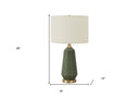 Ceramic Geometric Table Lamp With Ivory Drum Shade - Green - HomeRoots - Table Lamps - Elite Enclave Home