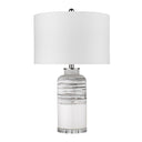 Ceramic Column Lamp With White Drum Shade - Black And White