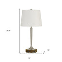 Metal USB Table Lamp With Off - White Empire Shade - Nickel - HomeRoots - Table Lamps - Elite Enclave Home