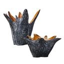 Starpetal - Indoor-Outdoor Wooden Bowls (Set of 2) - Black / Woodtone