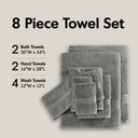 800GSM - 8 Piece Antimicrobial Towel Set - Gray - Madison Park Signature - Towel Sets - Elite Enclave Home