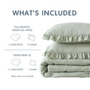 Phoebe - King/California King Diamond Quilted Ruffle Edge Comforter Set - Sage