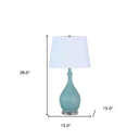 Hammered Urn Table Lamp With White Tapered Drum Shade - Aqua