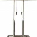 Metal Bedside Table Lamp With White Shade - Silver