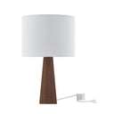20" Solid Wood USB Table Lamp With White Drum Shade - White
