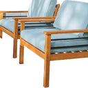 Wood Outdoor Arm Chair With Aqua Cushion - Natural
