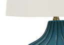Ceramic Gourd Table Lamp With Cream Empire Shade - Blue - HomeRoots - Table Lamps - Elite Enclave Home