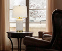 Metal Table Lamp With White Drum Shade - Ivory