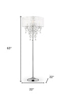 Steel Three Light Candelabra Floor Lamp With Drum Shade - Silver White - HomeRoots - Floor Lamps - Elite Enclave Home