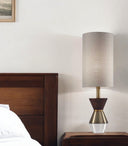 Wood Metal Diabolo Table Lamp - Brass