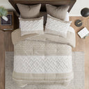 Mila - King 3 Piece Comforter Set With Tufting - Taupe