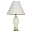 22" Ceramic Bedside Table Lamp With Off-White Shade - White