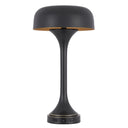 Metal Two Light Novelty USB Table Lamp With Black Dome Shade - Black