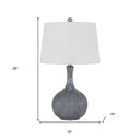 Ceramic Round Table Lamp With Empire Shade - Stone White