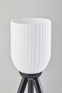 Solid Wood Tripod Table Lamp With White Ribbed Glass Shade - Black - HomeRoots - Table Lamps - Elite Enclave Home