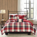 Ridge - 6 Piece Reversible Herringbone Coverlet Set - Red