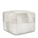 Hide Pouf – genuine hide with silvery sheen and ivory tone