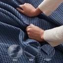 Waffle Weave - King Cotton Blanket - Indigo