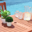 59" Solid Wood Outdoor Dining Table With Umbrella Hole - Brown