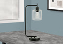Metal Round Arched USB Table Lamp With Clear Drum Shade - Black - HomeRoots - Table Lamps - Elite Enclave Home
