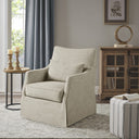 London - Skirted Swivel Chair - Beige Multi - Martha Stewart - Swivel Chairs - Elite Enclave Home