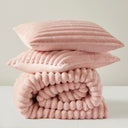 Avril - Twin/Twin Long Fluffy Ribbed Plush Comforter Set - Pink - Intelligent Design - Comforters & Sets - Elite Enclave Home