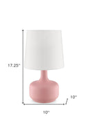 Metal Bedside Table Lamp With White Shade - Pink