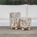 Quarried Stone - Indoor-Outdoor Candleholders (Set of 2) - Brown / White