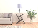 Crystal Geometric Table Lamp With White Classic Drum Shade - Silver