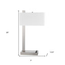 Metal Desk USB Table Lamp With White Shade - Nickel