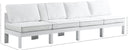 Nizuc - Outdoor Patio 4 Seat Armless Modular Sofa With White Frame - Meridian Furniture - Stationary Sectionals- Elite Enclave Home