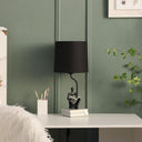 Table Lamp With Black Globe Shade - Black