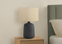 Ceramic Round Table Lamp With Beige Drum Shade - Black - HomeRoots - Table Lamps - Elite Enclave Home