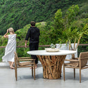 Stonewood - Indoor-Outdoor Dining Table - White / Woodtone