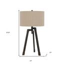 Metal Tripod Table Lamp With Tan Drum Shade - Charcoal - HomeRoots - Table Lamps - Elite Enclave Home